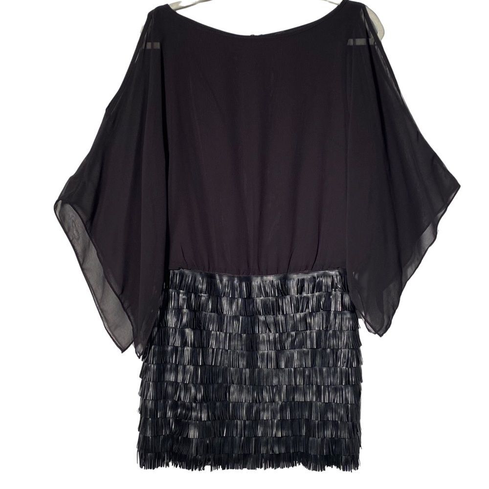 Moon Collection Black Fringe Mini Dress Bell Sleeve Gothic Party Size S